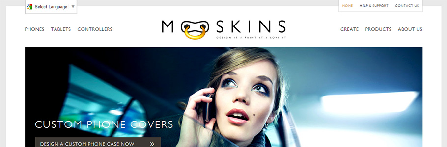 Mooskins website integrates with Facebook